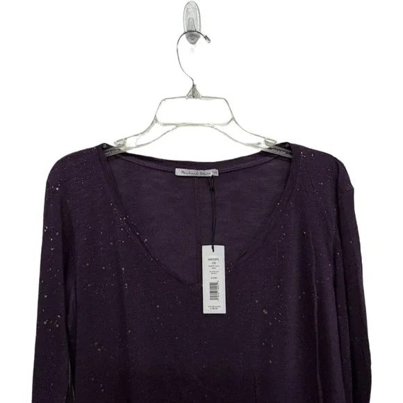 Michael Stars CASSIDY L/S VNECK SPLATTER FOIL NWT Purple Glitter One Size - Picture 2 of 6